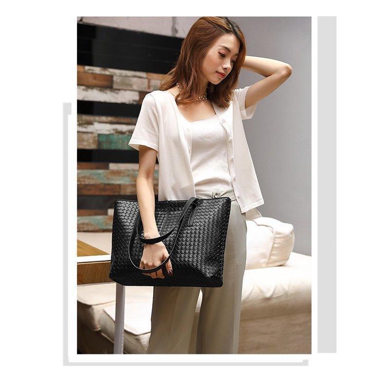 トートバッグ バッグ カバン 鞄 レディース ショルダー レザー 編み込み ママ 大人 収納力抜群 小分け 機能的 便利 通勤 無地 A4