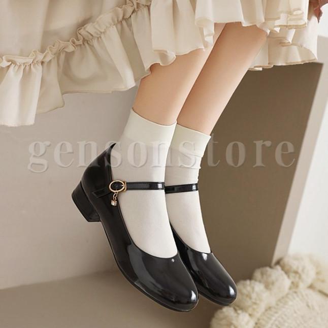 22.0〜24.5cm甲ストラップ パンプス ローヒール エナメル 2.5cmヒール ダンスシューズ レディース 太ヒ..