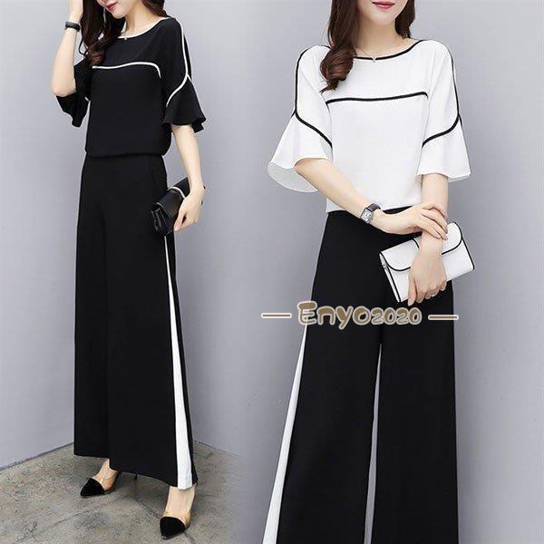 セットアップ レディース 夏 シャツ シフォン ガウチョパンツ カジュアル 2点セット 韓国風 ボトムス ..