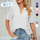 Tシャツ レディース 夏 母の日 カットソー トップス 半袖 UVカット Vネック 薄手 吸水 メッシュ 大きいサイズ カジュアル かわいい シンプル夏