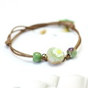 ブレスレット レディース アクセサリー 紐 フラワー 花 どんぐりモチーフ ドングリ 陶器風 ビーズ かわいい ガーリー おしゃれ お出かけ プレゼン