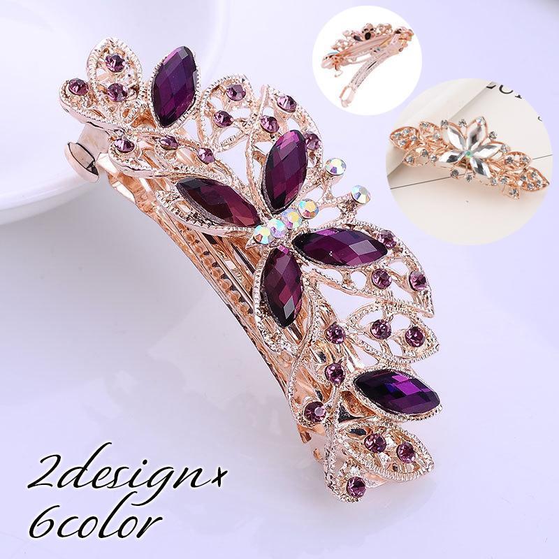 バレッタ ヘアアクセサリー 髪飾り 髪留め ビジュー ラインストーン 花 フラワー チョウ 蝶 レディース 女性用 まとめ髪 おしゃれ かわいい 可愛