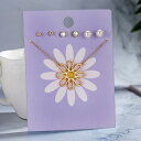 ネックレス ピアス セット レディース アクセサリー 4点セット スタッドピアス キャッチピアス フラワー 花 フェイクパール おしゃれ ギフト プレ