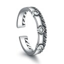 指輪 リング サイズ調整可 シルバーカラー レディース アクセサリー シンプル アンティーク風(4)