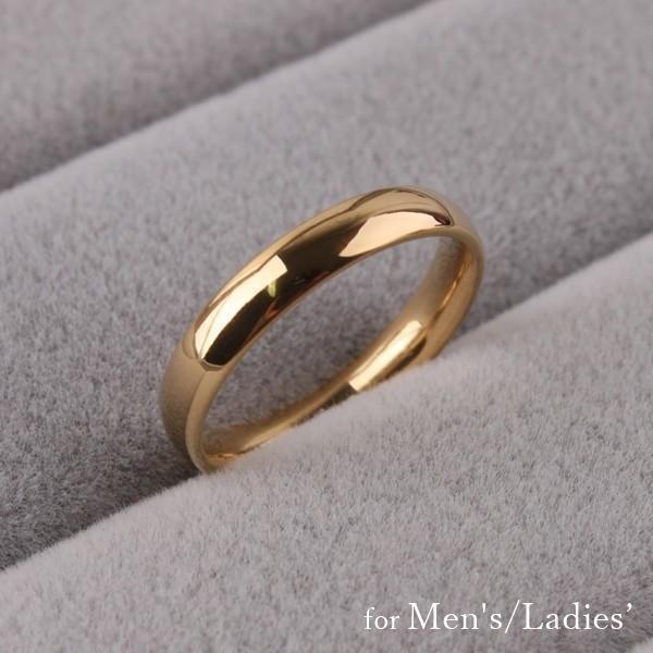 指輪 ペアリング レディース メンズ 男女兼用 ペアアクセリー シンプル ゴールドカラー カップル お揃い 恋人 おしゃれ ギフト プレゼント ファッ