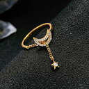 指輪 リング レディース アクセサリー 月 星 チェーン ロング 揺れる かわいい おしゃれ 小物 雑貨 プレゼント 誕生日 ホワイトデー クリスマス(4)