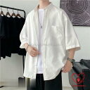 シャツ 半袖 着痩せ 日常 おしゃれ カジュアル 韓国風 無地 新作 夏コーデ ライトアウター ポケット 上品 ワイドシャツ ゆったり 通勤通学 トップス