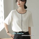 ブラウス レディーストップス 半袖 夏服 五分スリーブ ビジネス フォーマル オフィス 無地大人 シフォンブラウス カジュアル ブラウスシャツ エレガント