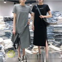 Tシャツワンピース 春 夏 Tシャツ ワンピース Vネック レディース カットソー 半袖 ミモレワンピース 膝丈 ひざ丈 チュニックワンピース ルームウェア 卒業式(4)