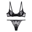 ブラジャー ショーツTバックセット Tバック ブラジャー シースルー ショーツ シームレスブラジャー 下着女性 上下セット(4)