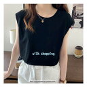 Tシャツ レディース ノースリーブ 春 無地 クルーネック ビッグ 白 ゆったり カットソー トップス お出かけ カジュアル 韓国風トップス 大人通勤 シンプル