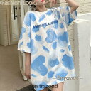 Tシャツ ゆるTシャツ レディース 五分袖Tシャツ ハート柄 ゆったり トップス夏