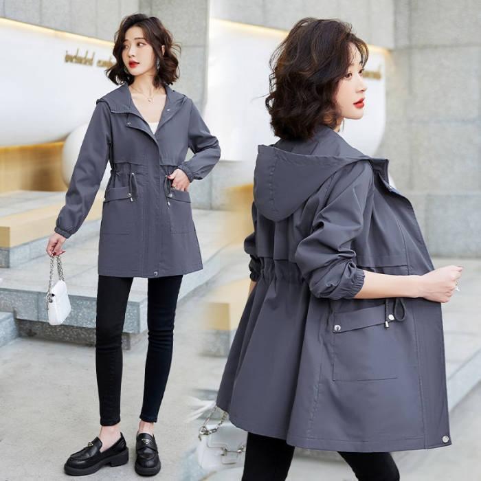 トレンチコート レディース スプリングコート アウター フード付き ロング丈 モッズコート 春 秋 裏地 ブルゾン カジュアル 春コート 羽織り 体