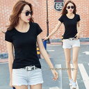 カットソー tシャツ レディース 半袖 夏トップス タイト ストレッチ スリム 着痩せ uネック ティーシャツ 5色 黒tシャツ 白tシャツ グレー ピンク 通学通勤