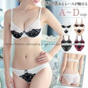 シースルー ブラジャー ショーツセット ノンパテッド ブラセット レディース インナー 透け感 美胸 勝負下着ABCDカップ