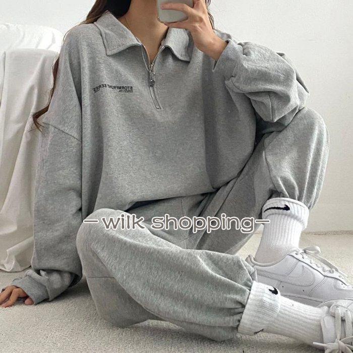 セットアップ レディース 長袖 上下セット 無地 プルオーバー ルームウェア スウェット ネック 秋 カットソー トップス