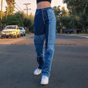 ヒップホップ ロングパンツ レディース スポーツ 原宿風 スプライシング ジーンズ ズボン ダンスウェア HIPHOP ステージ 公演 ゆったり ストリート