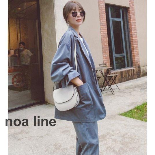 レディースファッション セットアップ ジャケット パンツ レディース 春 秋 グレーパープル 長袖 襟付き ボタン シングルブレスト ポケット ウエストゴム