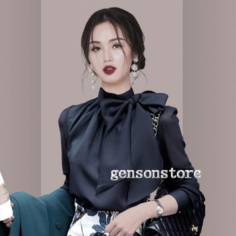 ボウタイ リボン ブラウス 大人 フェミニン フォーマル シンプル 上品 レディース シフォンシャツ 長袖..