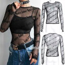 シアーシャツ クルーネック プルオーバー 長袖 トップス レディース 透け感 英字プリント レース ブラウス Tシャツ インナー カットソー 着痩せ 秋新作