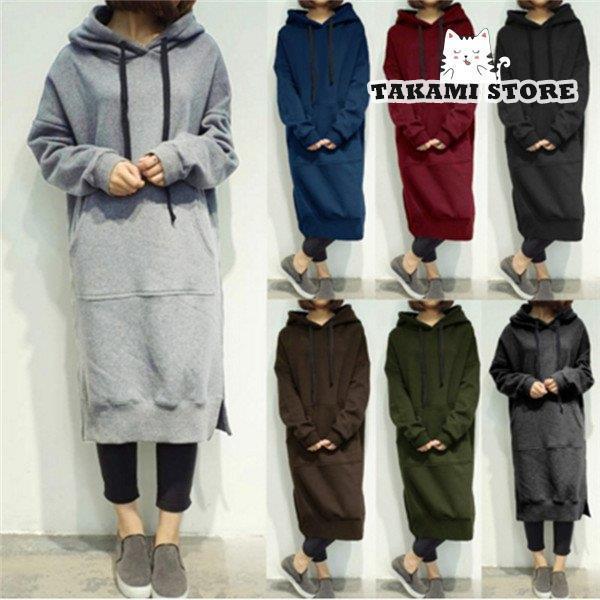 パーカーワンピース ロングパーカー 裏起毛 パーカー チュニック ワンピース 大きいサイズ プルオーバー ビッグシルエット ルーズシルエット