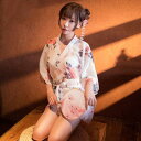 パジャマ レディース 浴衣 ランジェリー ミニ シフォン ワンピース シースルー ルームウェア 花柄 和風 前開き 和服 和装 下着 女性 夏 新作