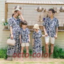 親子 アロハシャツ メンズ 親子コーデ ペアルック 親子 お揃い 親子 アロハ ワンピース リゾートワンピース 男性はアロハシャツ+パンツ 二枚(4)