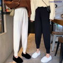 ジョガーパンツ レディース 冬 ニットパンツ パンツ ウエストゴム 裾リブ 秋冬 シンプル カジュアル ホワイト グレー ブラック