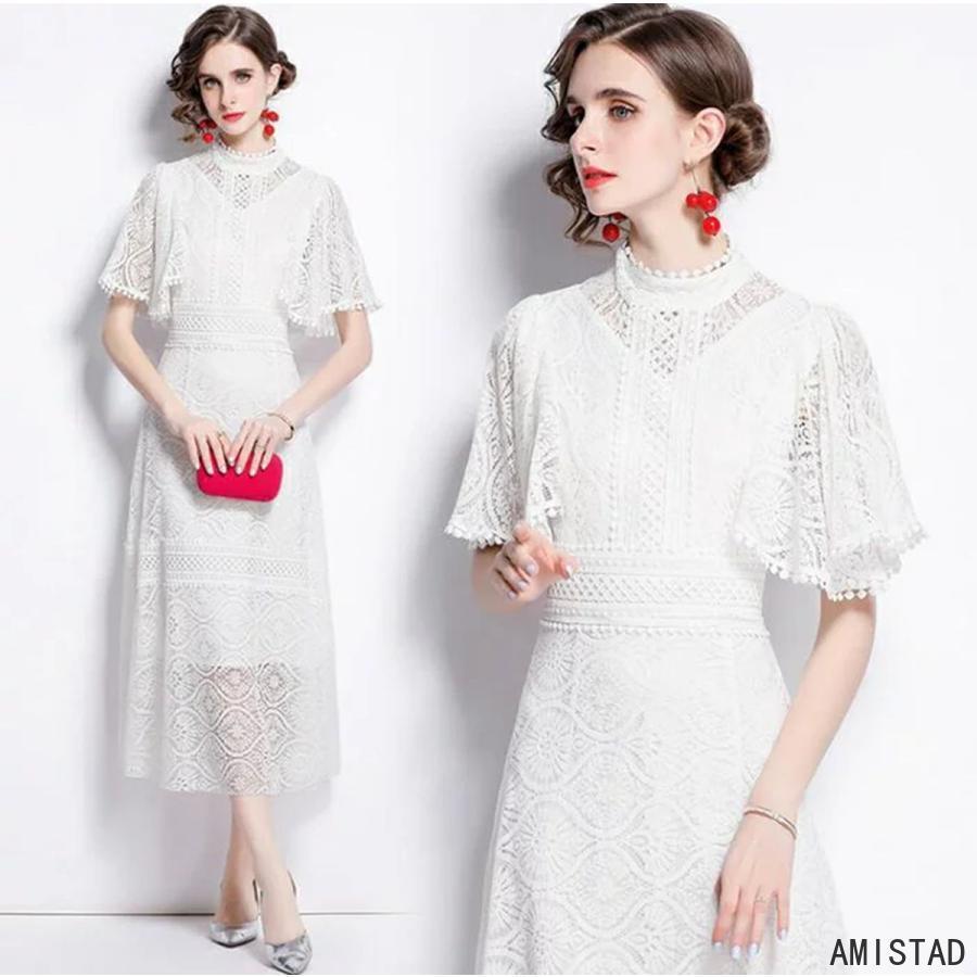 パーティードレス　結婚式 ワンピース 20代　30代 ワンピース パーティドレス 総レース ウェディングドレス ウエディング ドレス 二次会 花嫁 ブライズメイド