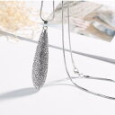ネックレス ペンダント レディース アクセサリー ラインストーン しずく型 雫 ドロップ 70センチ ロング 長め シンプル シルバーカラー プレゼン