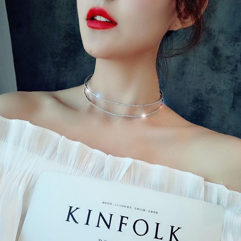 チョーカー ネックレス カチューシャ アクセサリー ファッション小物 レディース ラインストーン 細目 重ね付け風 きらきら お出かけ 遊び 休日 特