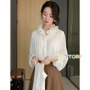 フリルブラウス ブラウス レディース 長袖 トップス 春 秋 シアートップス シャツブラウス シアーシャツ フリル襟 通勤服 オフィス 白 黒 スーツ インナー