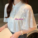 ブラウス レディース きれいめ 春夏 40代 半袖 シフォンブラウス カジュアルブラウス 可愛い 星柄 おしゃれ 韓国風 パフスリーブ 通勤 着痩せ