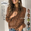 トップス レースブラウス レディース 長袖 透かし編み Tシャツ フレア袖 シースルー 無地 花柄 薄手 夏服 軽量 日焼け止め 冷房対策 きれいめ おしゃれ