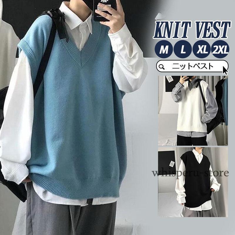 ニットベスト ベスト メンズ ニット プルオーバー トップス アウター ビジネス シンプル 韓国風 秋冬 ..