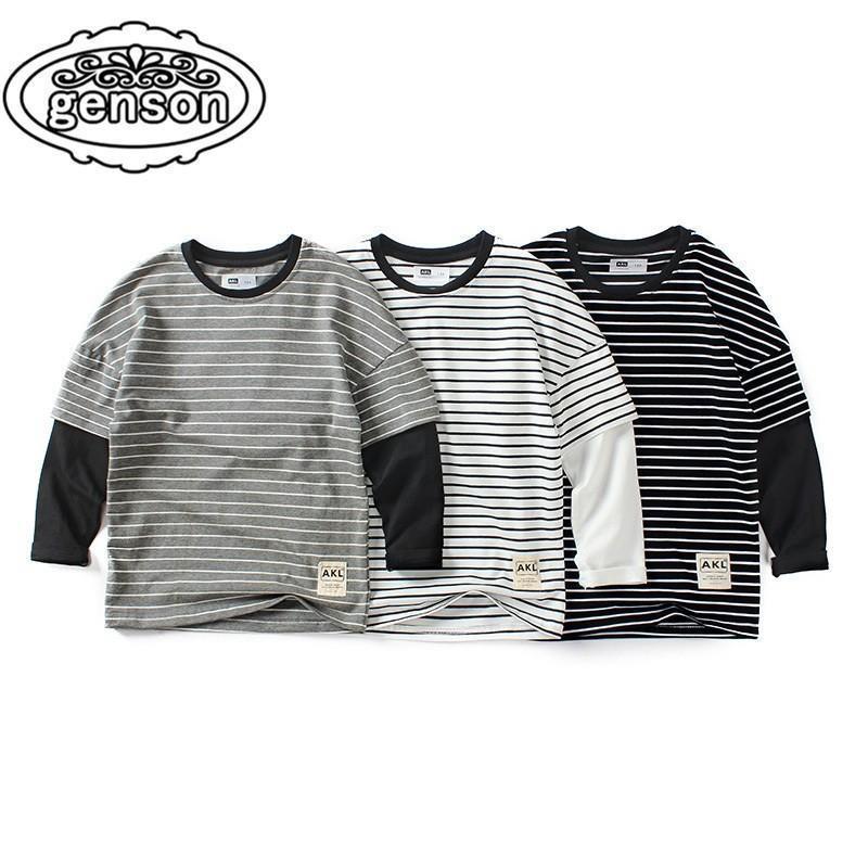 子供服 男の子 キッズ ジュニア ボーダー 長袖 Tシャツ カジュアル トップス 上着 Tシャツ 韓国こども..