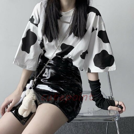 Tシャツ 半袖 レディース 牛柄Tシャツ カットソー トップス 牛柄 ゆったり 体型カバー カジュアル ホワイト 可愛い ダルメシアン 春夏 Tシャツ 半袖 レディース 牛柄Tシャツ カットソー トップス 牛柄 ゆったり 体型カバー カジュアル ホワイト 可愛い ダルメシアン 春夏