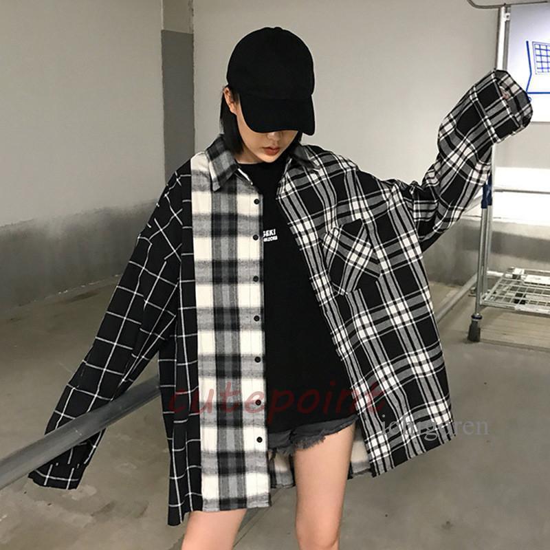 ビッグ チェックシャツ レディース クレイジーパターン オーバーサイズ 韓国 ファッション オルチャン ..