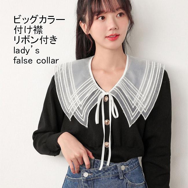 送料無料 付け襟 レディース フェイクカラー ビッグカラー 透け感 重ね着風 ズレにくい 大人可愛い フェミニン シースルー 肩かけ 大きい襟
