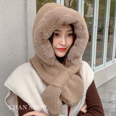 ニット帽 ファー帽子 マフラー レディース ボア付き モコモコ ふわふわ フェイクファー 厚手 防風 防寒..