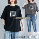 Tシャツ 涼しい トップス レディース チュニック丈 半袖 ゆったり 漫画柄 体型カバー レディースファッション 夏新作 ゆるっとしたオーバーサイズ夏