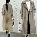 バックプリーツ トレンチコート レディース スプリングコート コート アウター 春秋ロングコート 羽織り ロング丈 薄手 シフォン プリーツ トレンチ ジャケット
