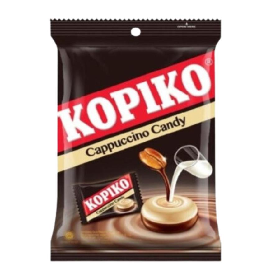 原産国：インドネシア 原材料：砂糖、ブドウ糖、植物油脂、全粉乳、コーヒー抽出物、バター、食塩/乳化剤(大豆由来)、香料、カラメル色素 保存方：直射日光・高温多湿を避けて保存して下さい。 一度食べたらやめられない『食べるコーヒー＆カプチーノ』オフィスでの軽食や、勉強の合間どうぞ まるでカプチーノを飲むような苦みと甘みのバランスがとれたキャンディで、カプチーノ好きにはたまらない一粒となっております。【お買い上げ前にお読みください】※パッケージデザイン等が予告なく変更される場合もあります。※商品廃番・メーカー欠品など諸事情によりお届けできない場合がございます。※お取り寄せ商品についてお取り寄せ商品の記載がある場合在庫がある場合は即時発送いたしますが、お取り寄せの場合は5〜10日以上お時間がかかる場合がございます。納期につきましてはお気軽にお問合せください。またお取り寄せ商品のご注文後のキャンセルは出来ません。※商品は店頭販売商品もございますので、照明によりパッケージが色あせしている場合がございます。※宅急便以外の発送方法について、お客様への送料の負担軽減のため、厚みの関係により、パッケージ裏の空洞部分を潰して発送する場合がございます。ギフト用などの場合は発送を宅急便をご指定ください。※こちらの商品は沖縄県より発送いたします。発送元住所：〒903-0801 沖縄県那覇市首里末吉町4-1-2◆上記注意事項をあらかじめご了承いただき、ご購入ください。◆ご不明な点はお気軽にお問合せください。広告文責：(有)みなと薬品　TEL:098-988-9800