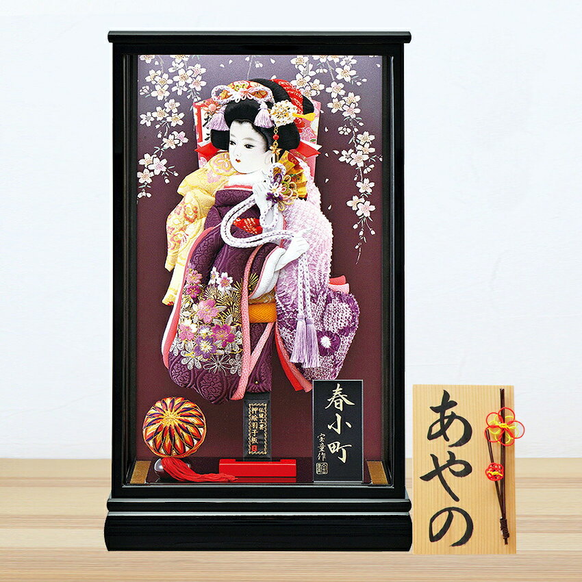 【楽天スーパーSALE限定50%OFF】 羽子板 コンパクト かわいい 初正月 ガラス ケース飾り 新春小町 高さ58cm 手書き 名入れ 木札 無料特典付き ...