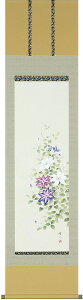 掛軸 掛け軸 夏用 鉄線花 佐藤桂三 半切立 約横47cm×縦190cm【送料無料】p9746 夏 夏掛 夏掛け 花鳥 和室 和 床の間 和風 お祝い 御祝 贈答 贈り物