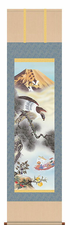 掛軸 掛け軸 開運初夢来迎図 奥村精園 【尺三立・紙箱入り】約横44.5×縦164cm d7232 開運 縁起 吉祥 招福 和室 和 床の間 和風 お祝い 御祝 贈答 贈り物のサムネイル