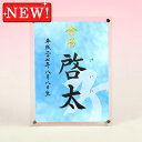 デザイン命名書　アクリルフレーム【干支-漢字-ブルー】毛筆で心を込めてお書きします