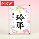 デザイン命名書 アクリルフレーム【干支-卯年1-ピンク】毛筆で心を込めてお書きします