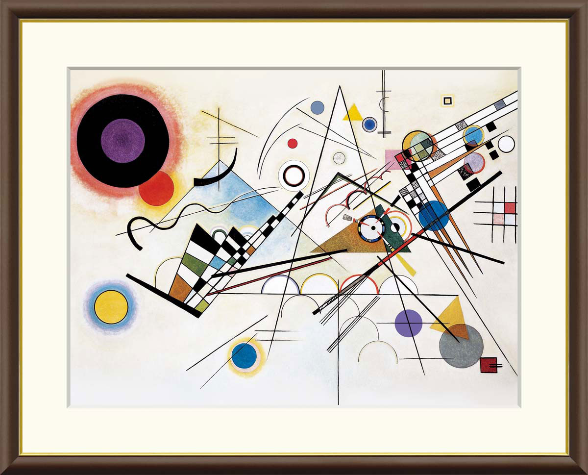 カンディンスキー コンポジション 8【F8/F6/F4サイズ】（紐・フック付） F8・約横61×縦49.5cm F6・約横52×縦42cm F4・約横42×縦34cm【インテリアアート（額絵） 世界の名画】g8370 g8371 g8372 J1-192 額入り アート リビング 玄関 プレゼント ギフト