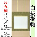 白抜掛け軸 【尺五横 緞子三段表装】趣彩掛軸 (お得な5本セット!!)【色・柄おまかせ】 外寸 1170mm×545mm 白紙 360mm×415mm モダン おしゃれ 白紙 無地 書道 書画 水墨画 俳画 展覧会 作品展